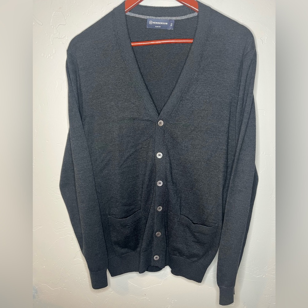 Henderson Slim-Fit Dark‎ Gray V-neck Cardigan